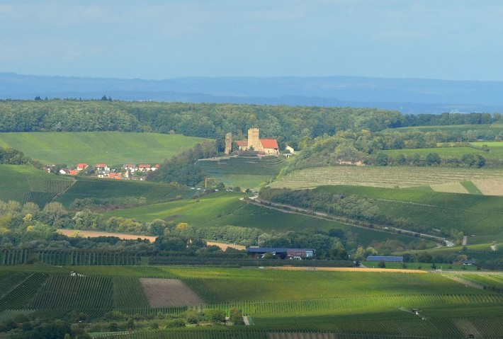 Blick auf Dorf und Burg Neipperg vom Michaelsberg