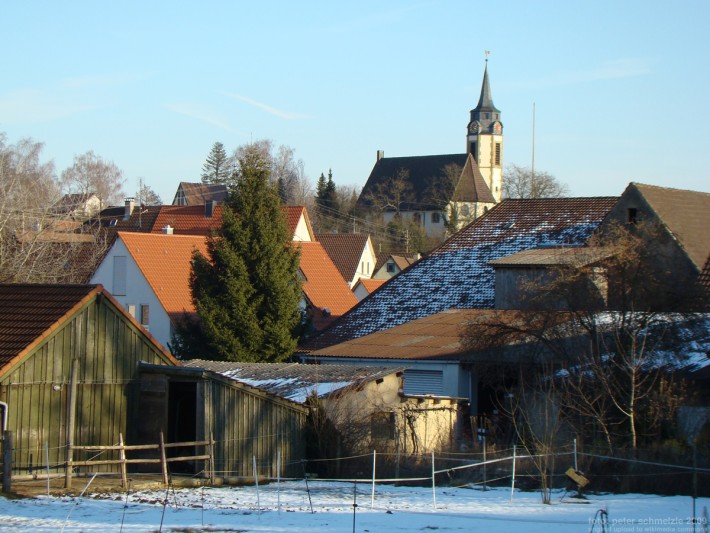 Massenbach, Blick vom Schloss zur Kirche