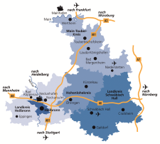 Karte der Region Heilbronn-Franken
